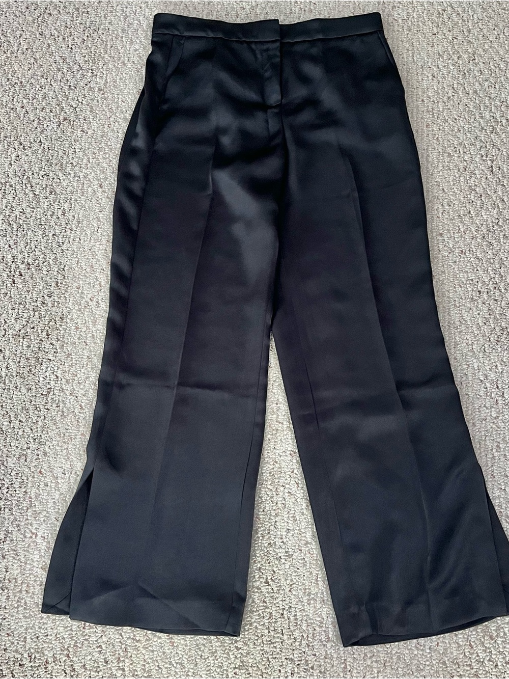 Karl Lagerfeld Paris Women's Black Wide-Leg Dress Pants Elastic Waist/zip up L
